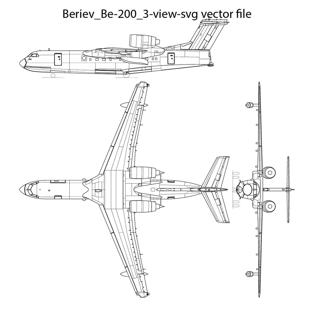 Beriev Be 200 3 View Svg Vector File 0