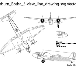 blackburn botha 3 view line drawing svg vector file