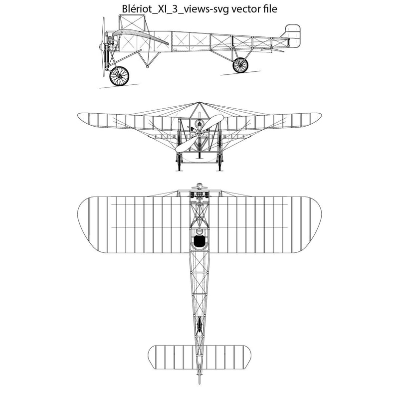 Bleriot XI 3 Views Svg Vector File 0