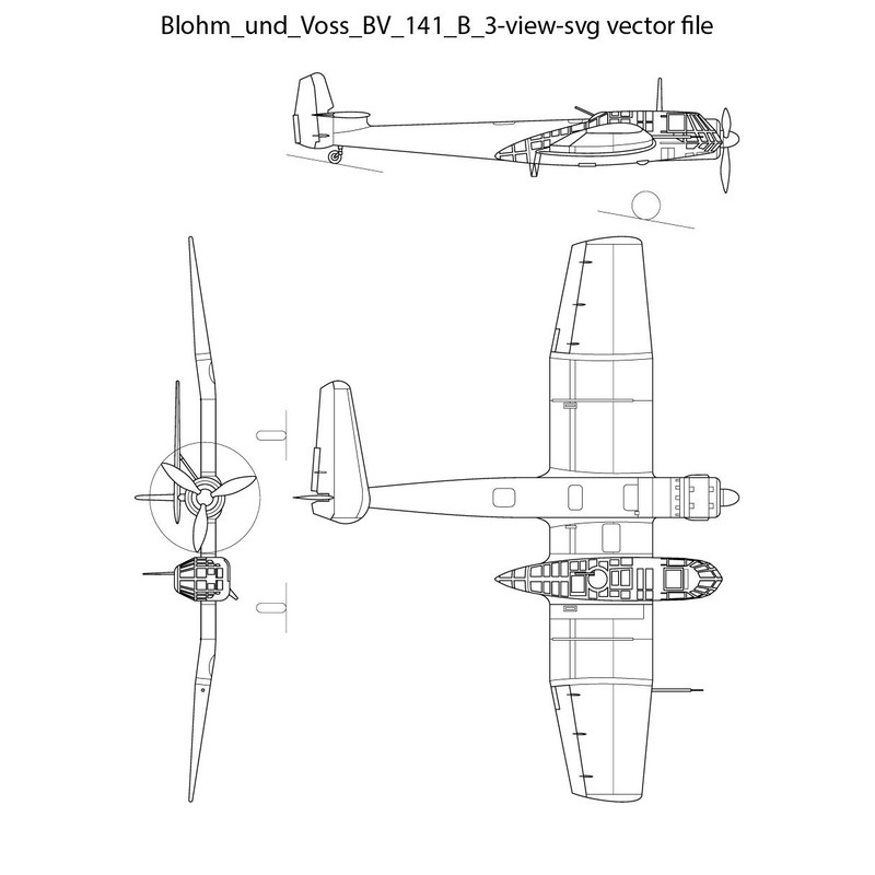 Blohm Und Voss BV 141 B 3 View Svg Vector File 0