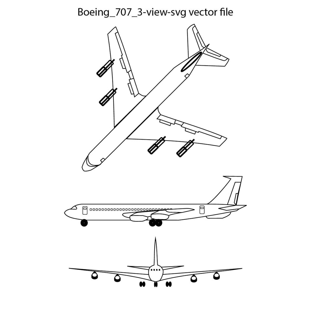 Boeing 707 3 View Svg Vector File 0