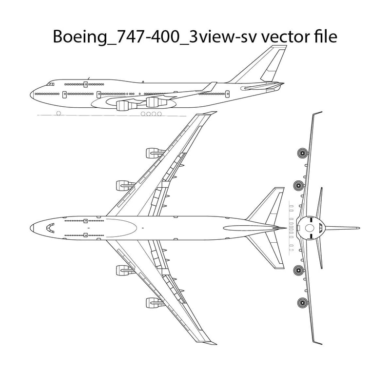 Boeing 747 400 3view Sv Vector File 0