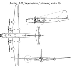 boeing b 29 superfortress 3 view svg vector file