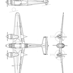 breguet 693 3 view line drawing svg vector file