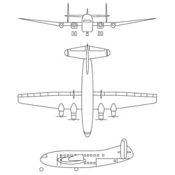 breguet 763 3 view line drawing svg vector file
