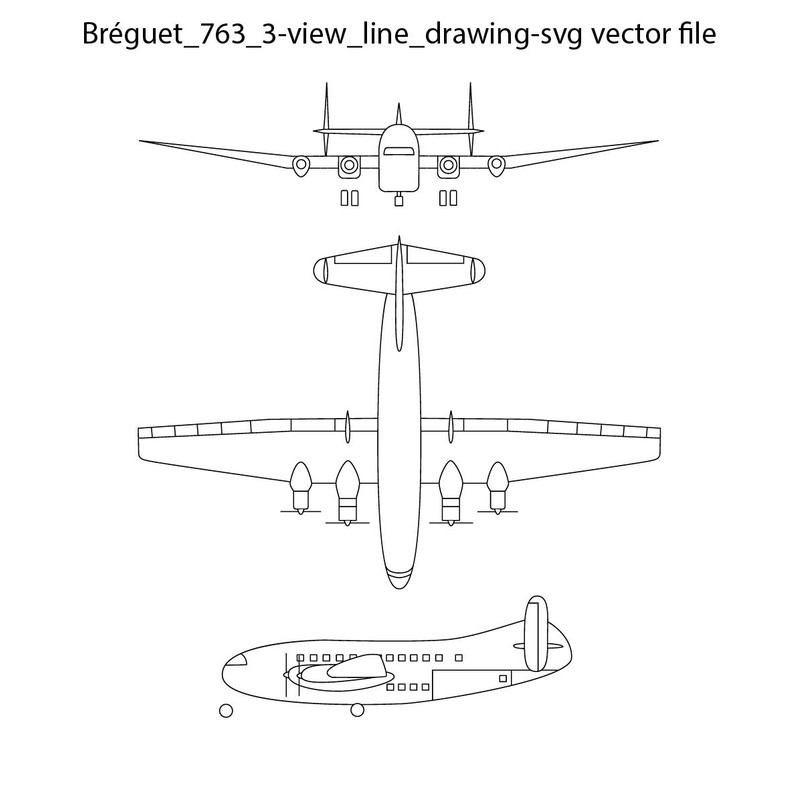 Breguet 763 3 View Line Drawing Svg Vector File 0
