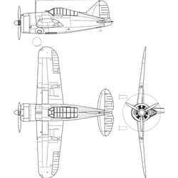 brewster f2a 1 buffalo 3 view line drawing svg vector file