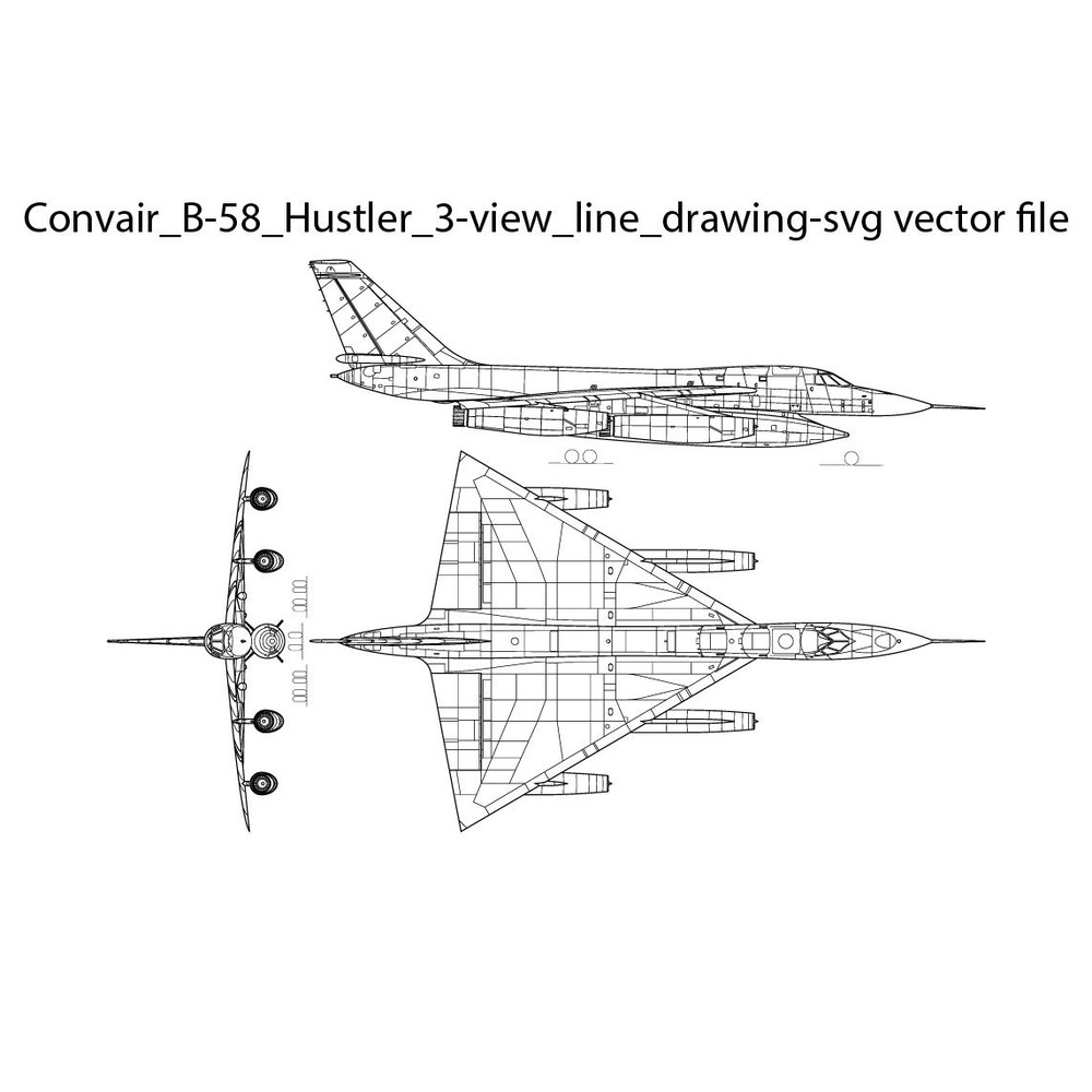 Convair B 58 Hustler 3 View Line Drawingsvg Tor File 0
