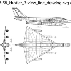 convair b 58 hustler 3 view line drawingsvg tor file