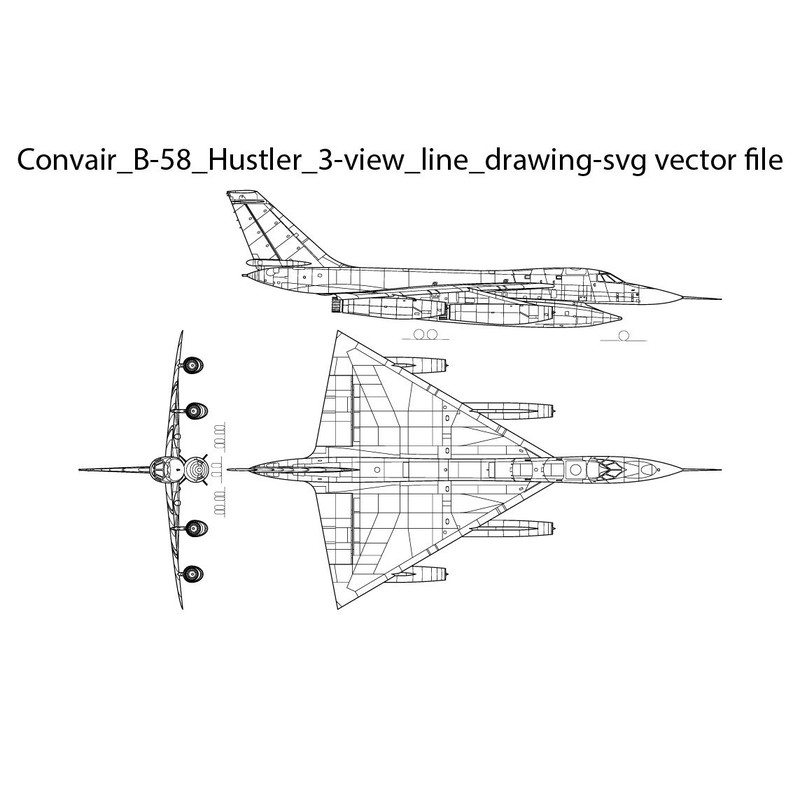 Convair B 58 Hustler 3 View Line Drawingsvg Tor File 0