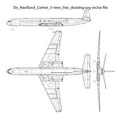 de havilland comet 3 view line drawing svg vector file