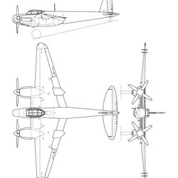 de havilland mosquito mk ix 3 view line drawing svg vector file