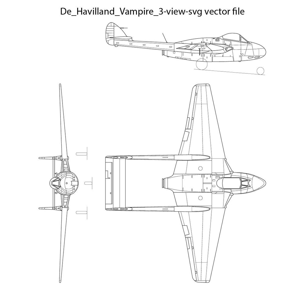 De Havilland Vampire 3 View Svg Vector File 0