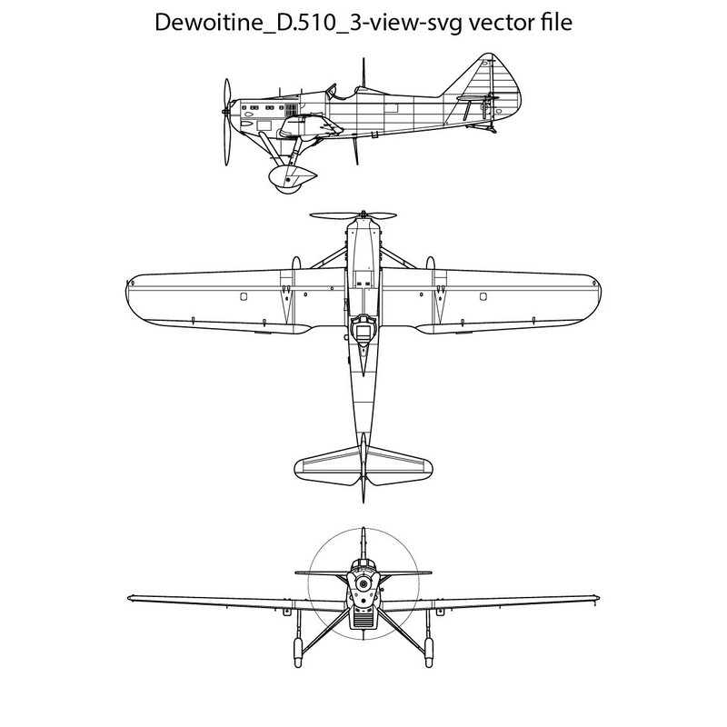 Dewoitine D510 3 View Svg Vector File 0