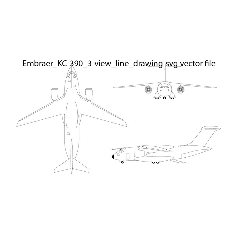 Embraer KC 390 3 View Line Drawing Svg Vector File 0