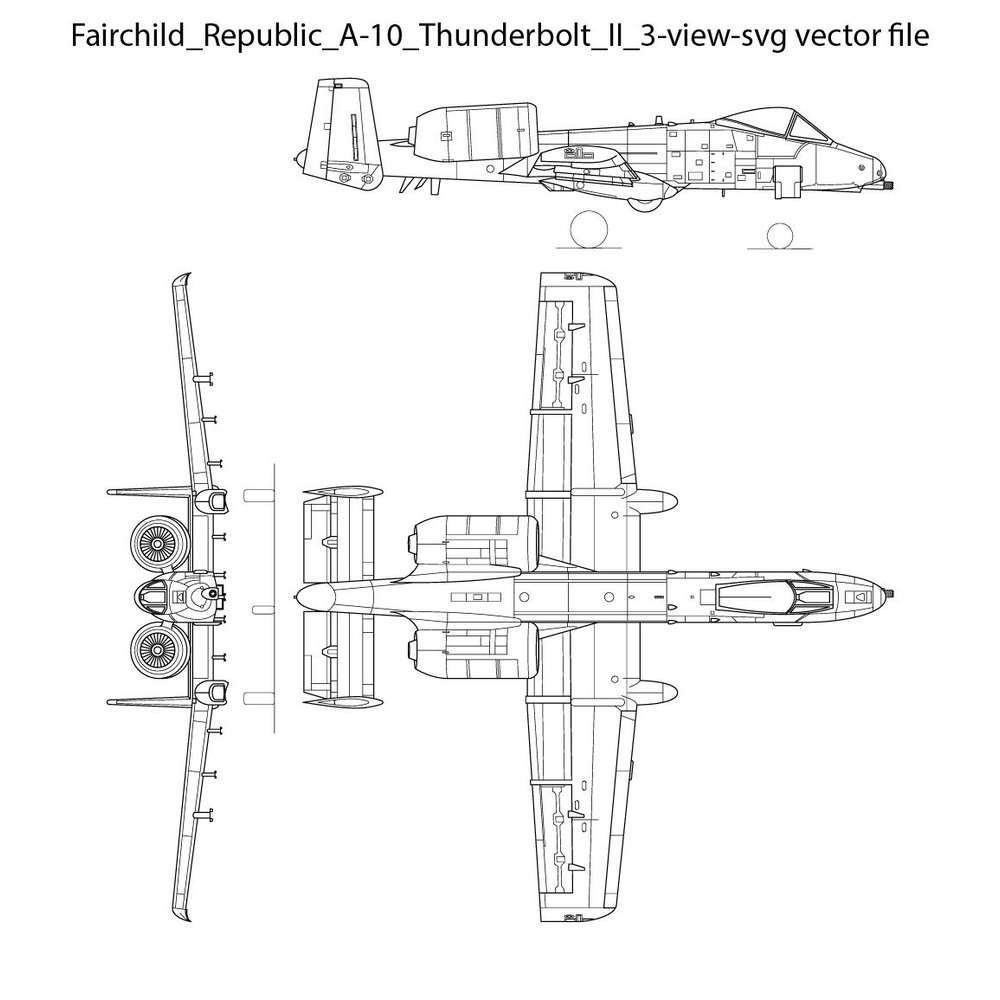 Fairchild Republic A10 Thunderbolt II 3 View Svg Vector File 0