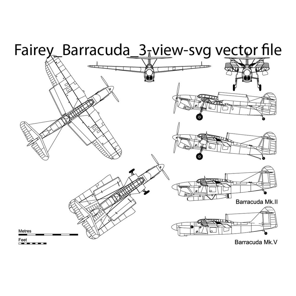 Fairey Barracuda 3 View Svg Vector File 0