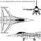 General Dynamics F16 Fighting Falcon 3view Line Drawing Svg Vector File 0