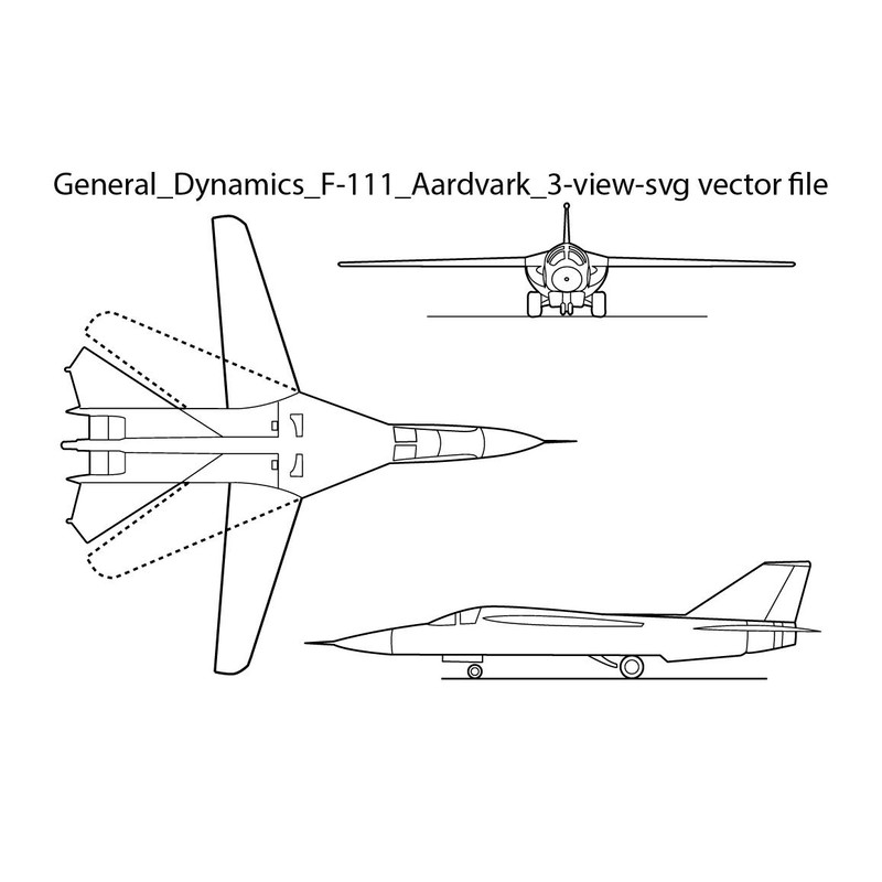 General Dynamics F111 Aardvark 3view Svg Vector File 0