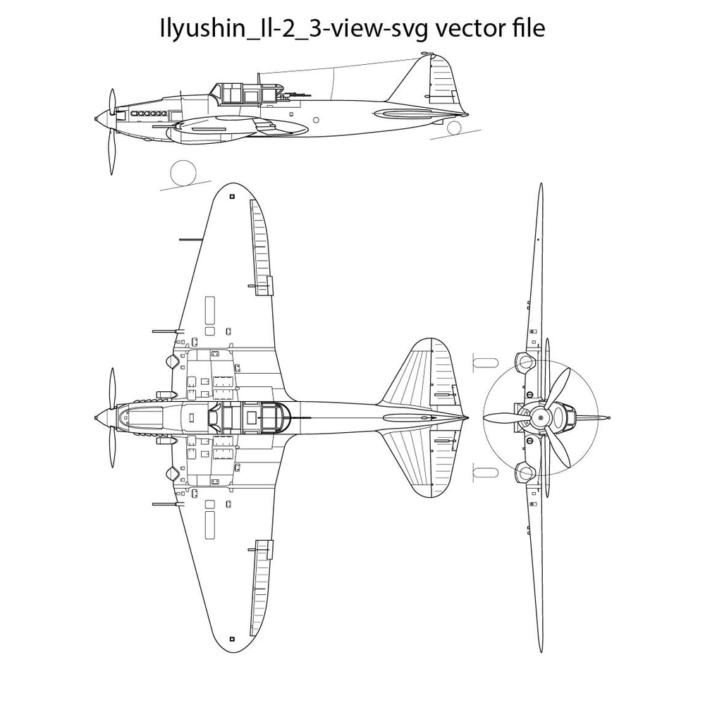 Ilyushin Il 2 3viewsvg Vector File 0