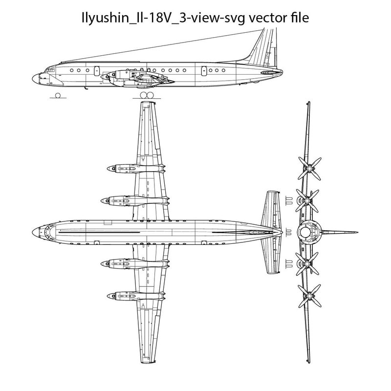 Ilyushin Il 18V 3view Svg Vector File 0