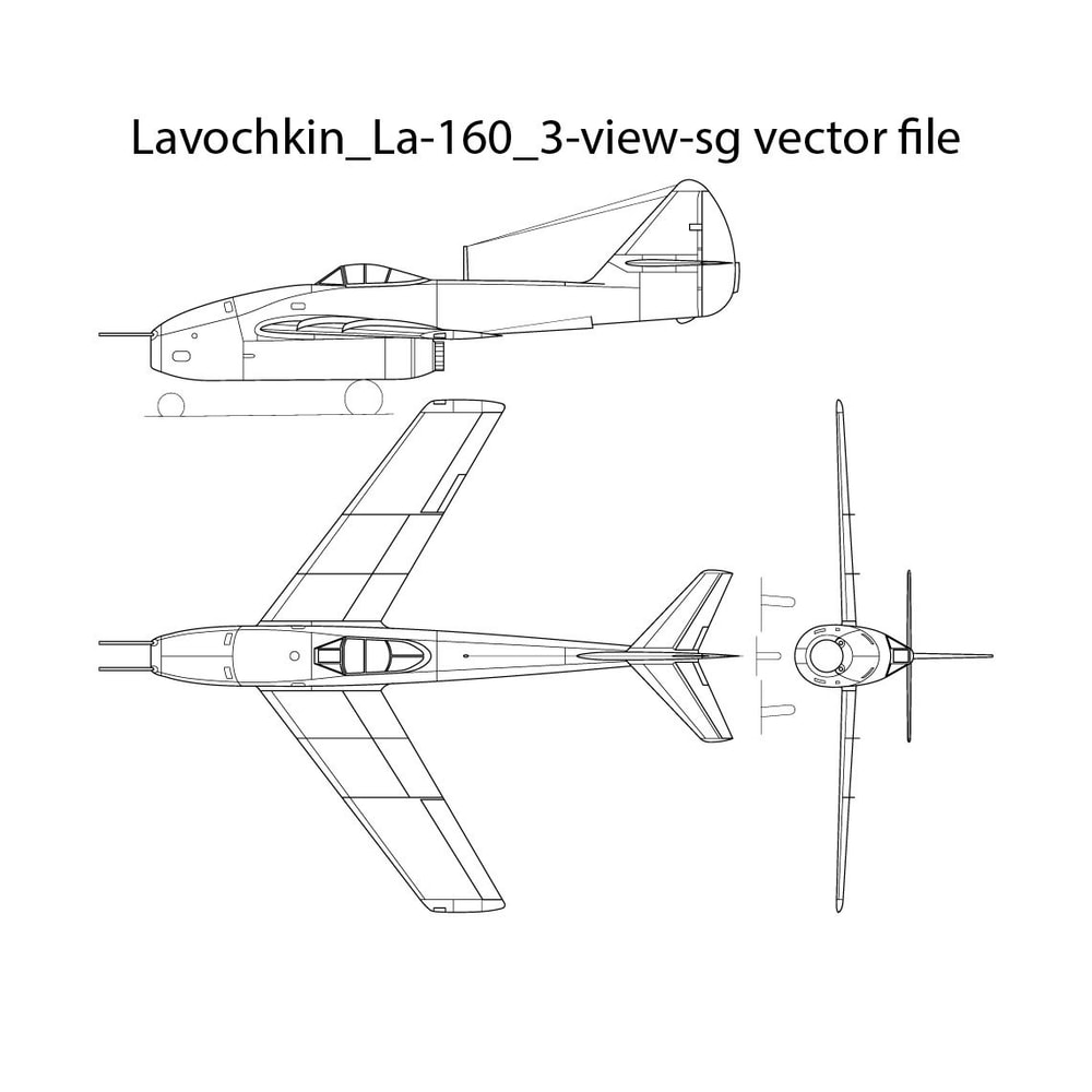 Lavochkin La160 3view Svg Vector File 0