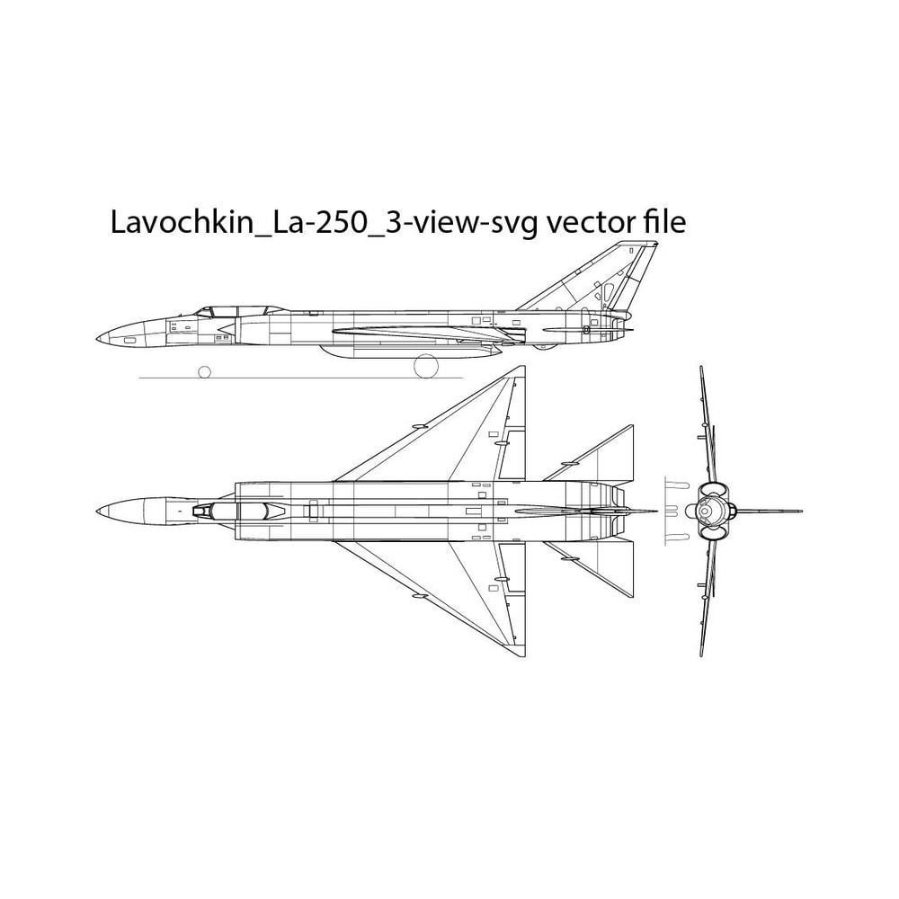 Lavochkin La250 3 View Svg Vector File 0
