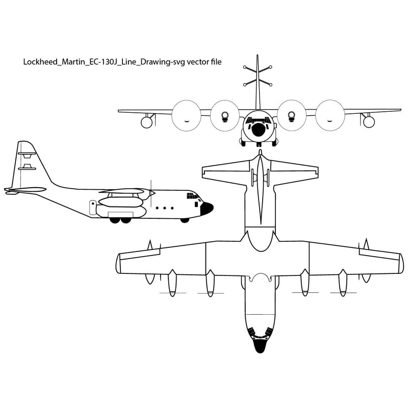 Lockheed Martin EC130J Line Drawing Svg Vector File 0