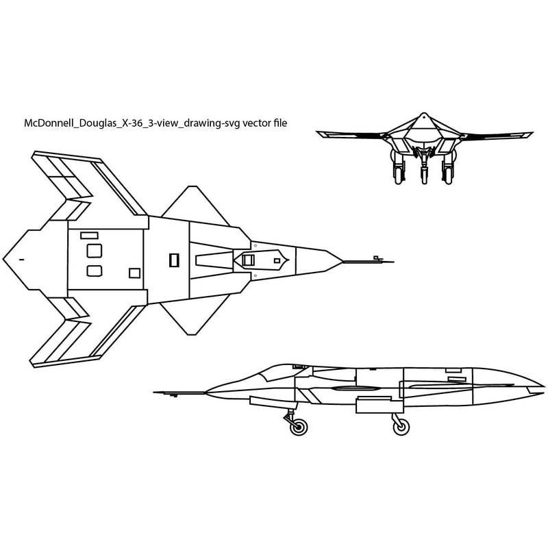 McDonnell Douglas X36 3view Drawing Svg Vector File 0