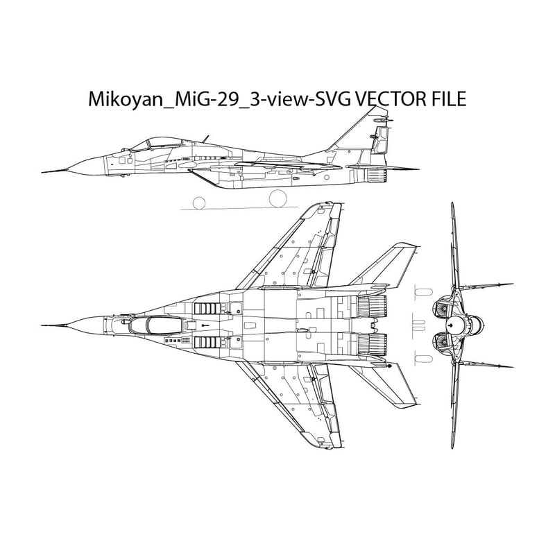 Mikoyan MiG29 3view SVG VECTOR FILE 0