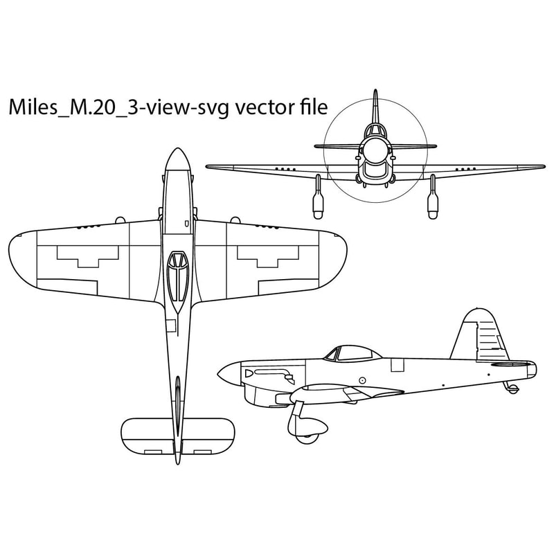 Miles M20 3view Svg Vector File 0