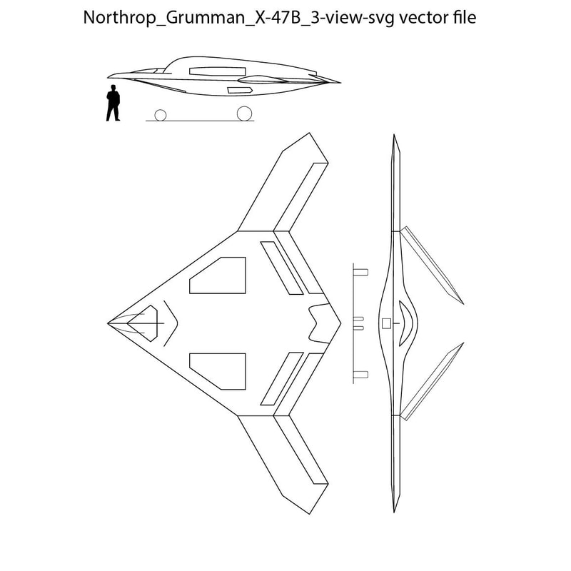 Northrop Grumman X47B 3view Svg Vector File 0