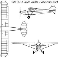 piper pa12 super cruiser 3view svg vector file