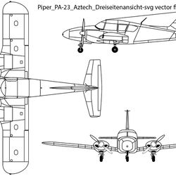 piper pa23 aztech dreiseitenansicht svg vector file