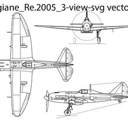 reggiane re.2005 3view svg vector file