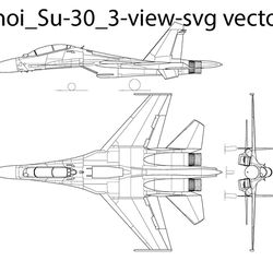 sukhoi su30 3view svg vector file