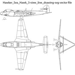hawker sea hawk 3view line drawing svg vector file