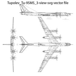 tupolev tu 95ms 3view svg vector file