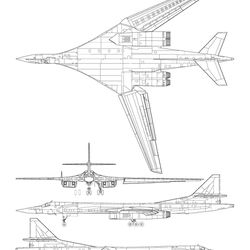 tupolev tu160 3view graphic svg vector file