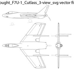 vought f7u1 cutlass 3view svg vector file
