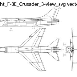 vought f8e crusader 3view svg vector file