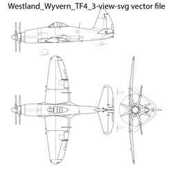 westland wyvern tf4 3view svg vector file