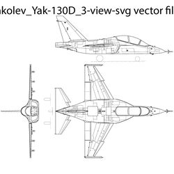 yakolev yak 130d 3view svg vector file
