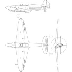 yakovlev yak1 3view svg vector file