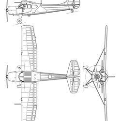 yakovlev yak12 3view line drawing svg vector file