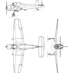 zlin z37 cmeldk 3view svg vector file