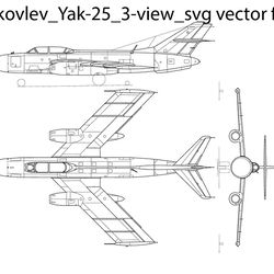 yakovlev yak25 3view svg vector file