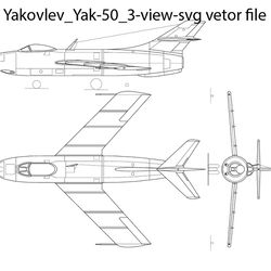 yakovlev yak50 3view svg vetor file