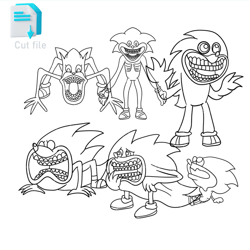 Bundle Vector Characters Shin Sonic SVGPNGINkSonic Cut File Editable Instant Digital Download 1