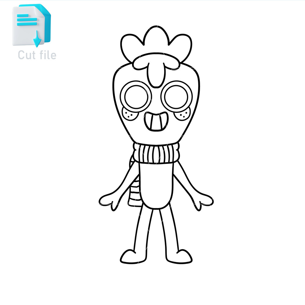 Vector Character Dandy World SVG PNG INkSprout Sticker Cut File Editable Instant Digital Download 1